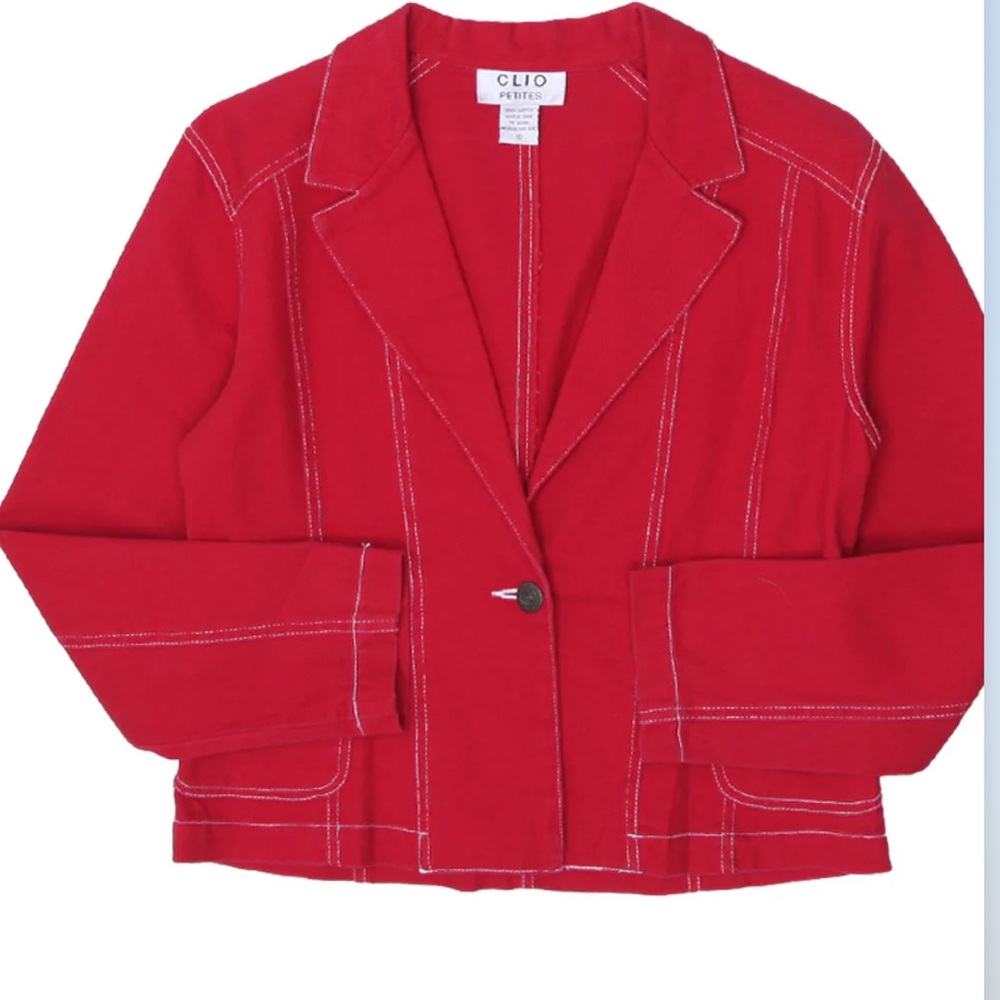Clio Vibrant Red Denim Blazer